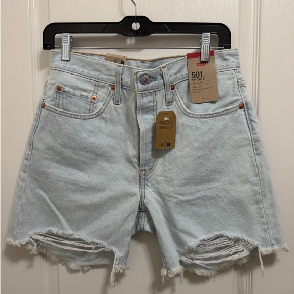 Levi's Pants - Levi's 501 Light Wash Distressed Denim Shorts